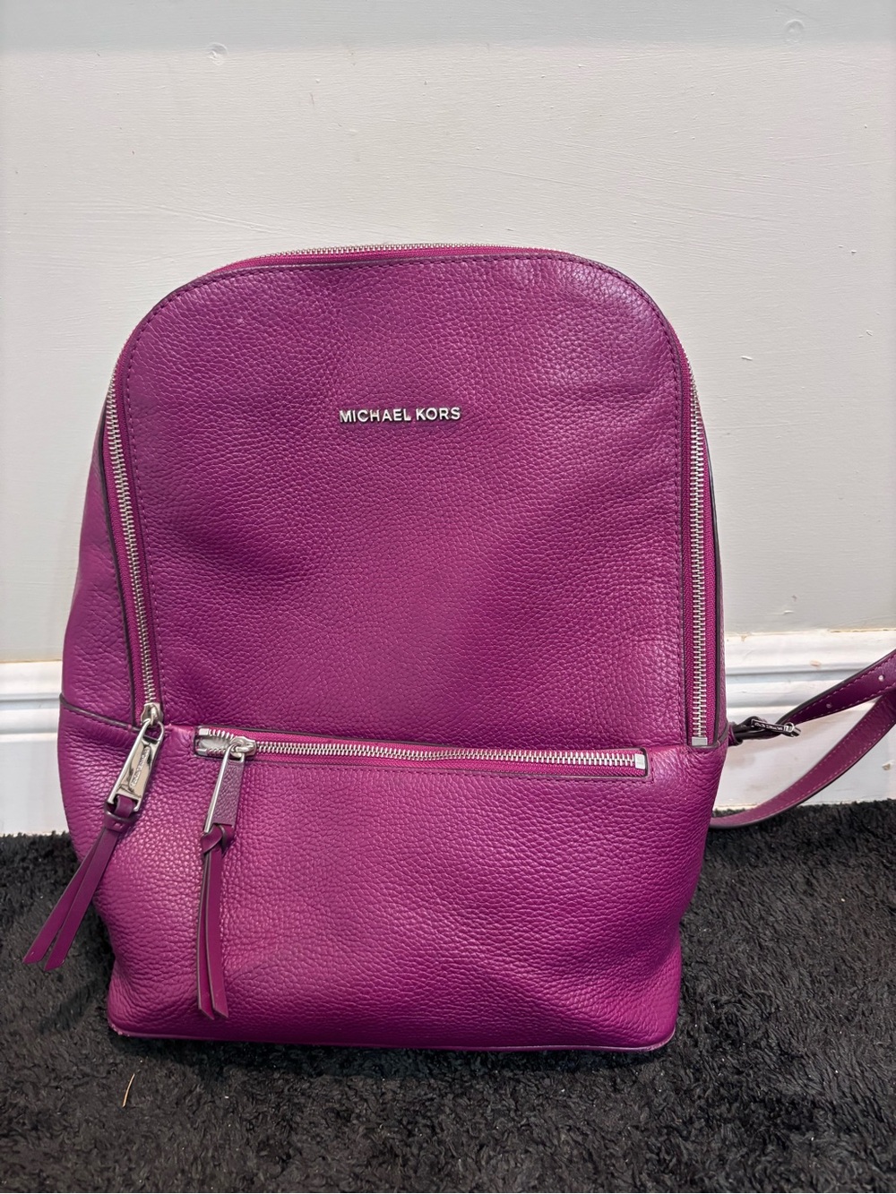 Michael Kors Rhea Medium Slim Pebbled Leather Backpack